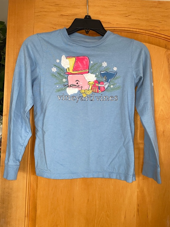 Vineyard Vines Other - RARE FUZZY Vineyard Vines Light Blue Long-Sleeve Holiday Whale Tee Nutcracker S